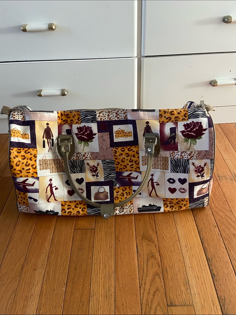 Jade Multicolor Patchwork Travel Duffel - Yellow, Purple, Brown, Cream